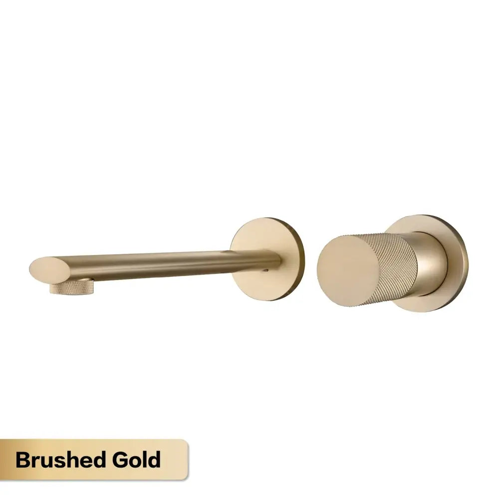 Modern rose gold aitana wall-mounted bathroom faucet with brushed gold finish and high-quality ceramic valve core knob