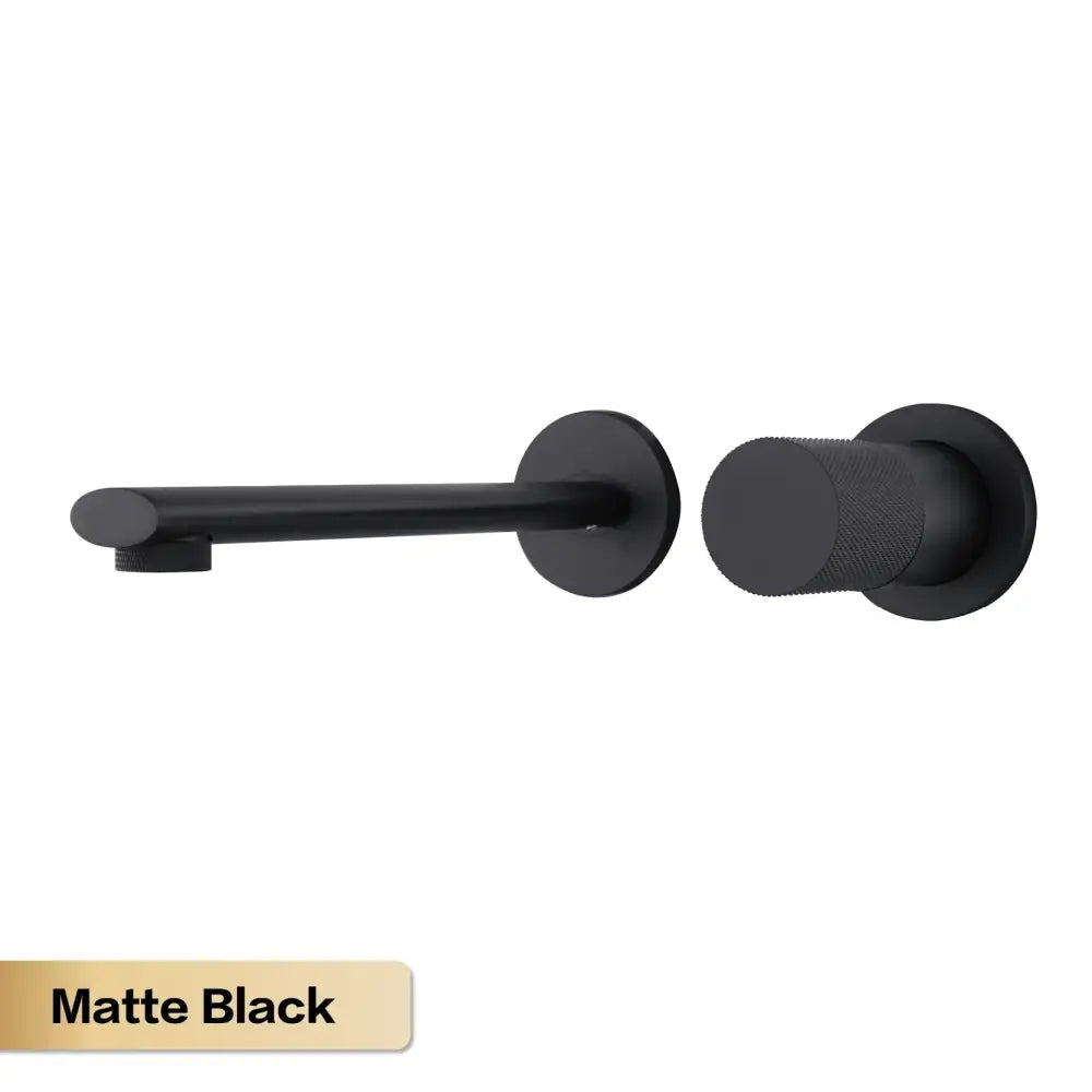 Matte black aitana wall-mounted shower faucet with ceramic valve core and textured grip handle for modern bathrooms