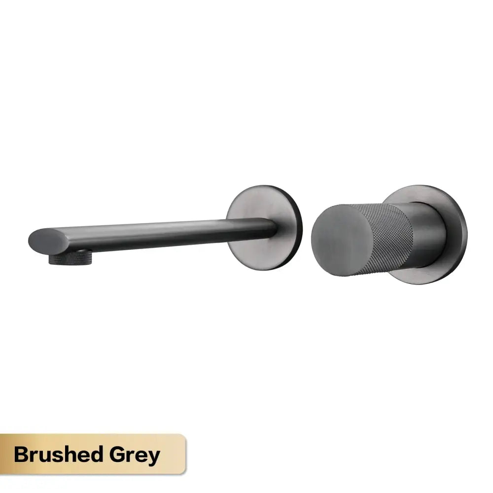 Brushed grey aitana wall-mounted shower faucet with sleek modern design and high-quality ceramic valve core