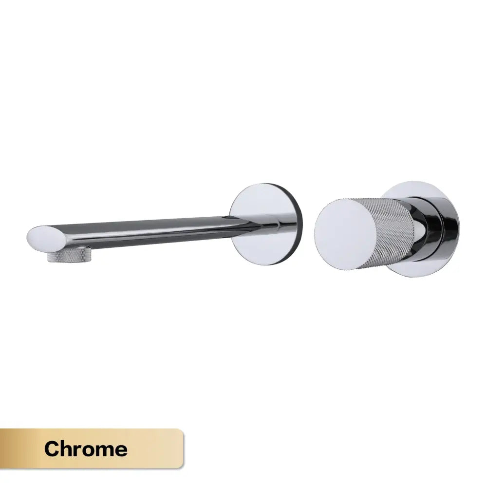 Modern rose gold aitana wall-mounted bathroom faucet with chrome finish, sleek design, and high-quality ceramic valve core