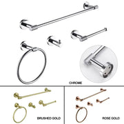 Modern rose gold and brushed gold stainless steel bathroom accessories with chrome finish and textured mounting knobs decorbites bathroom