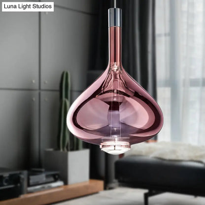 Modern Rose Gold/Clear/Smoke Glass Pendant Light - Beaker-Inspired Shape | 1-Light Dining Room Hanging Kit