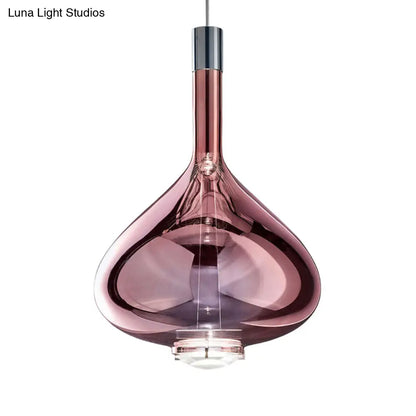 Modern Rose Gold/Clear/Smoke Glass Pendant Light - Beaker-Inspired Shape | 1-Light Dining Room Hanging Kit