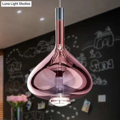 Modern Rose Gold/Clear/Smoke Glass Pendant Light - Beaker-Inspired Shape | 1-Light Dining Room Hanging Kit