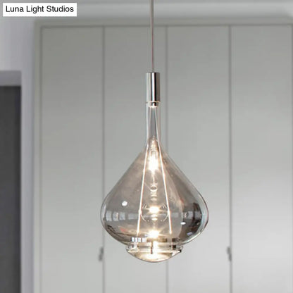 Modern Rose Gold/Clear/Smoke Glass Pendant Light - Beaker-Inspired Shape | 1-Light Dining Room Hanging Kit