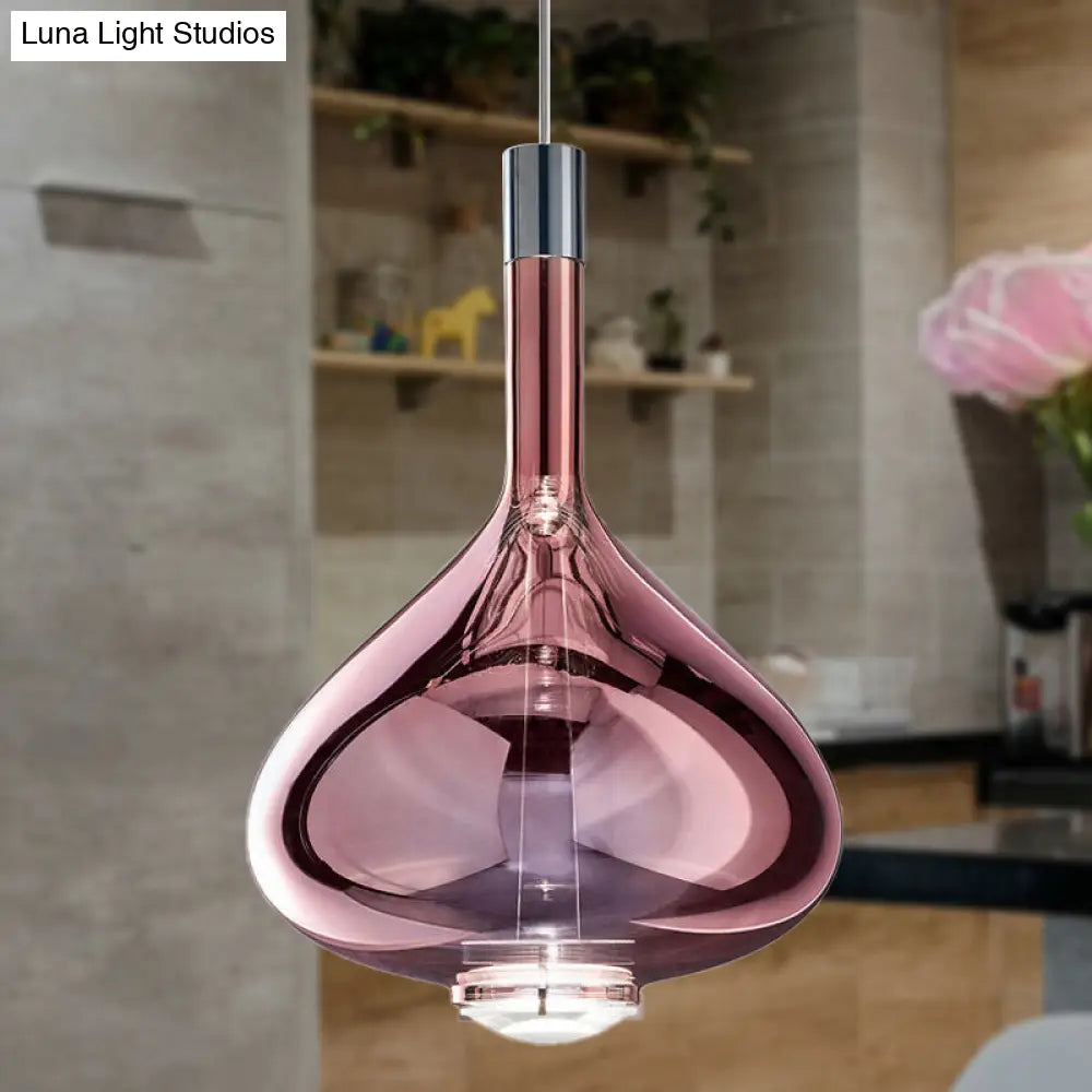 Modern Rose Gold/Clear/Smoke Glass Pendant Light - Beaker-Inspired Shape | 1-Light Dining Room Hanging Kit