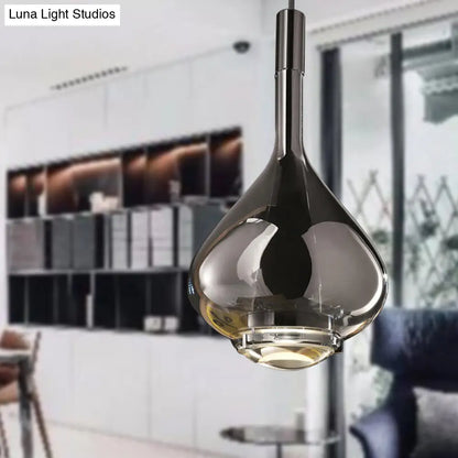 Modern Rose Gold/Clear/Smoke Glass Pendant Light - Beaker-Inspired Shape | 1-Light Dining Room Hanging Kit