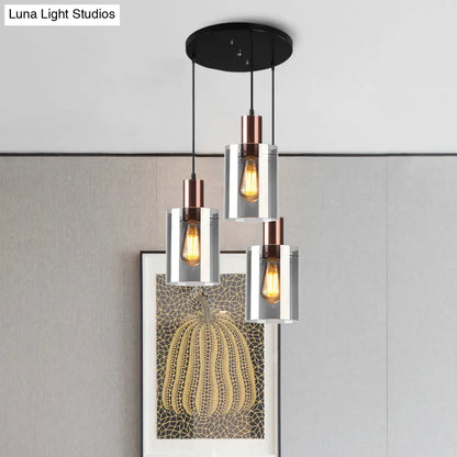 Modern Rose Gold Cluster Pendant Light with Smoked Glass, Ideal for Restaurants