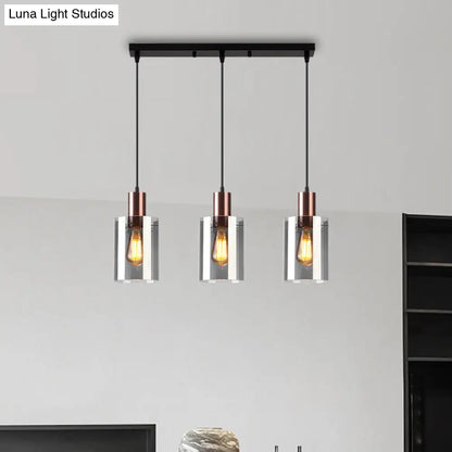 Modern Rose Gold Cluster Pendant Light with Smoked Glass, Ideal for Restaurants