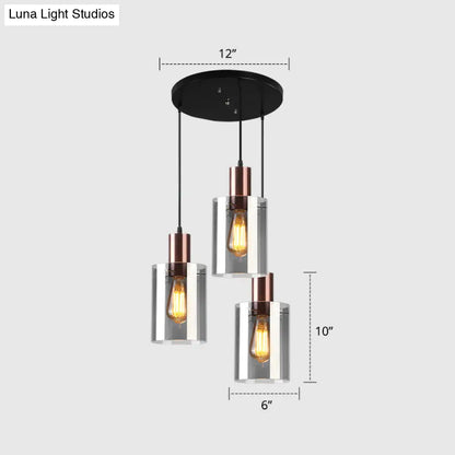 Modern Rose Gold Cluster Pendant Light with Smoked Glass, Ideal for Restaurants