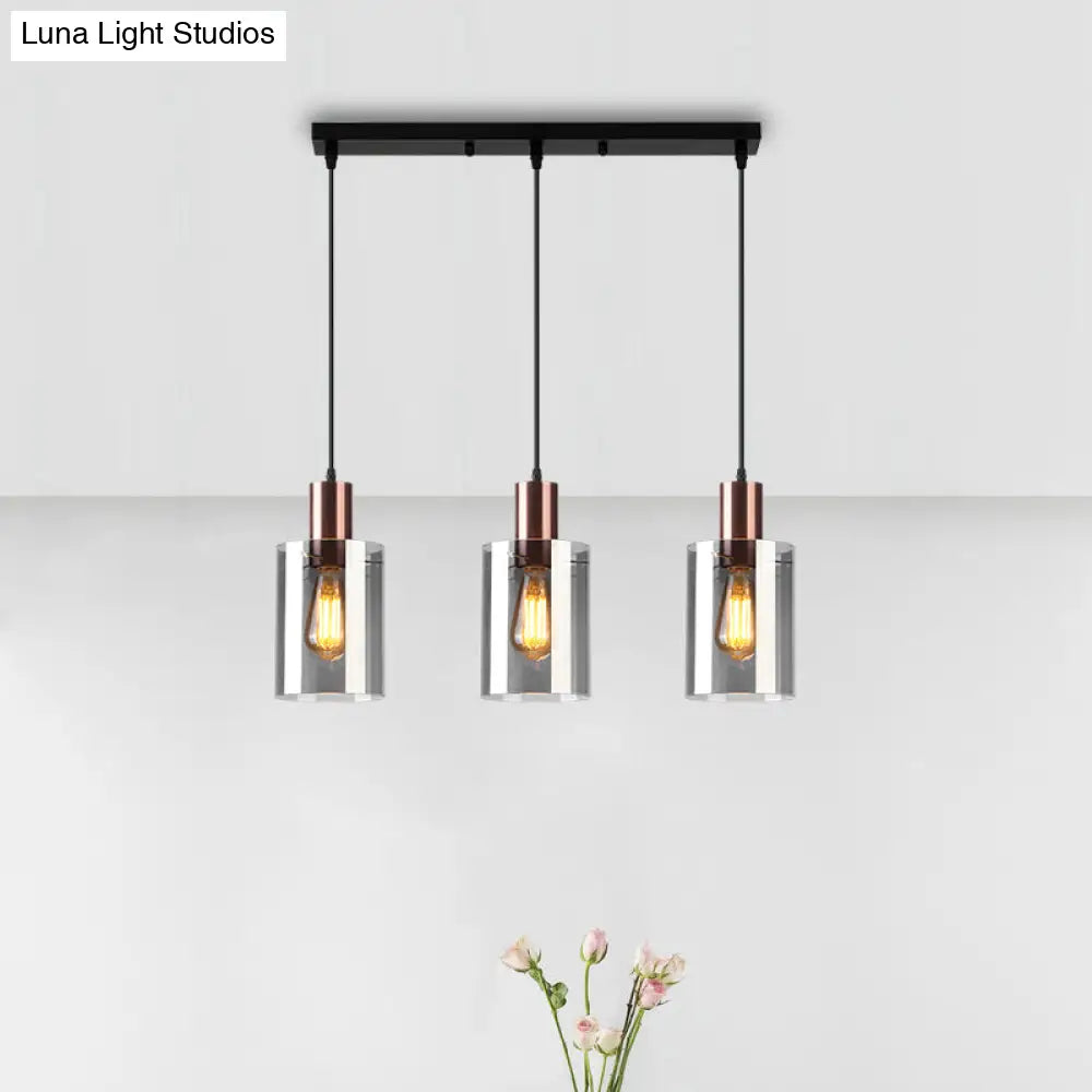 Modern Rose Gold Cluster Pendant Light with Smoked Glass, Ideal for Restaurants