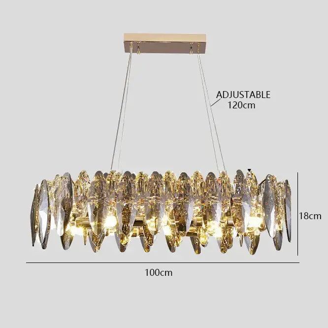 Modern rose gold pendant lights with gold-toned crystal dimmable led design and adjustable hanging length for dining room decorbites