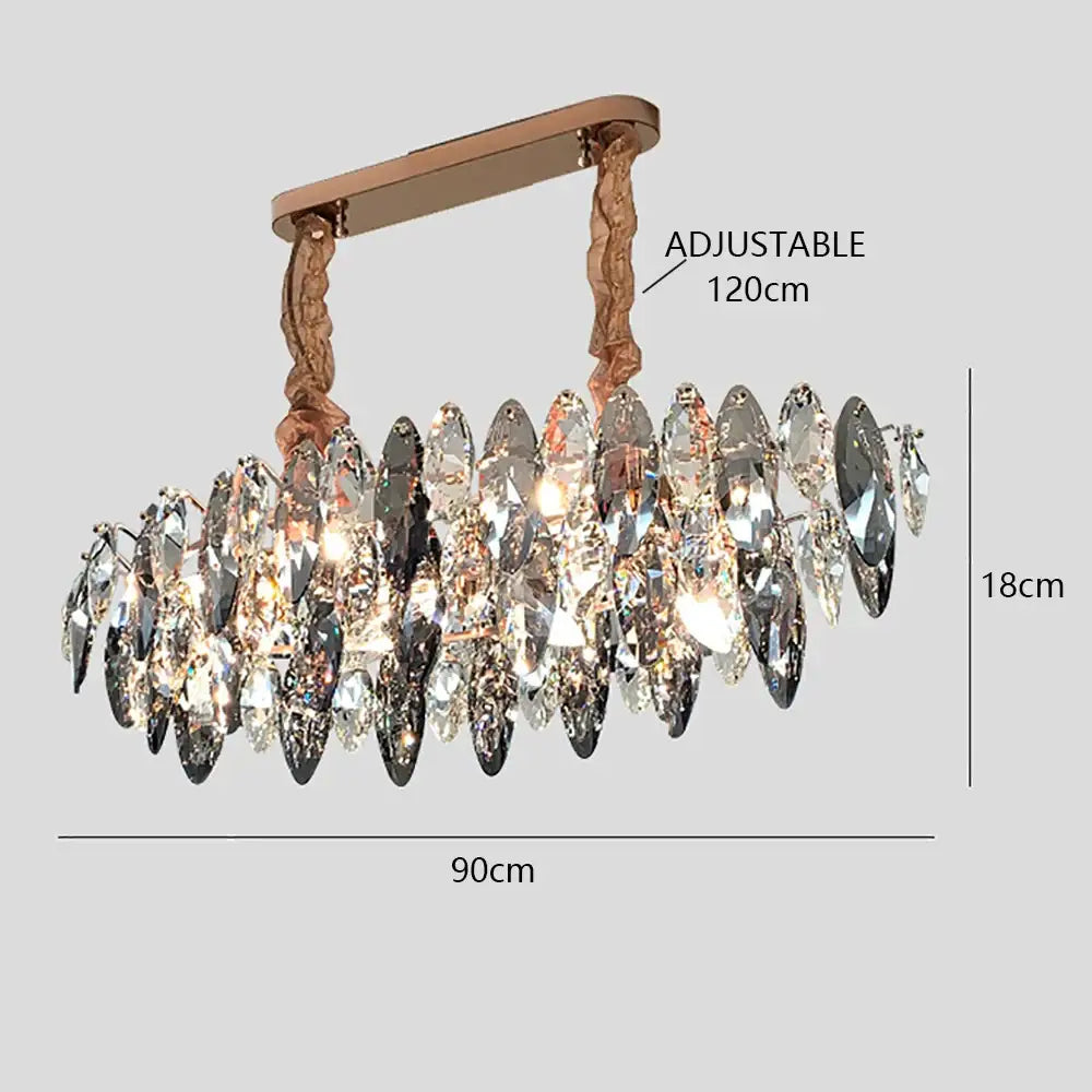 Modern rose gold pendant lights with sleek design featuring cascading clear and dark crystal dimmable led teardrop pendants