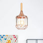 Modern Rose Gold Drum Pendant Light with Metal Cage for Corridor