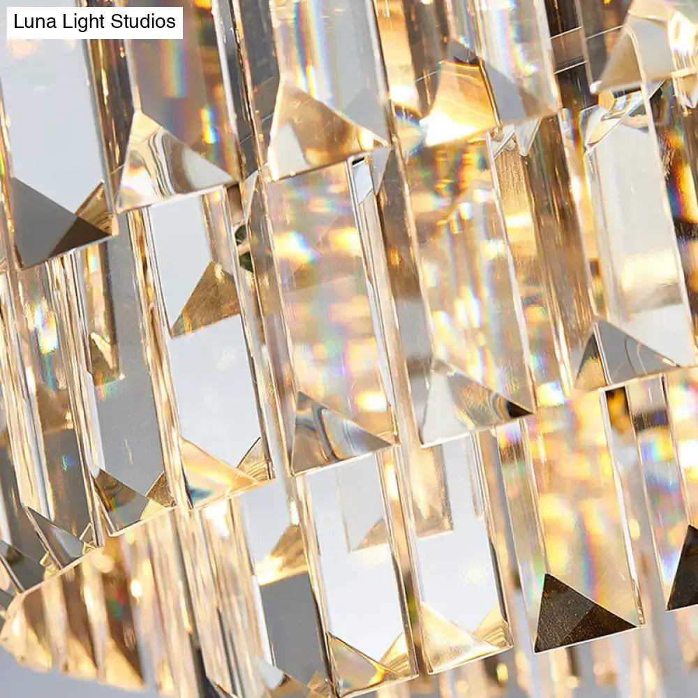 DecorBites™ traditional gold oval crystal chandelier with cascading faceted prisms for dining room light fixture