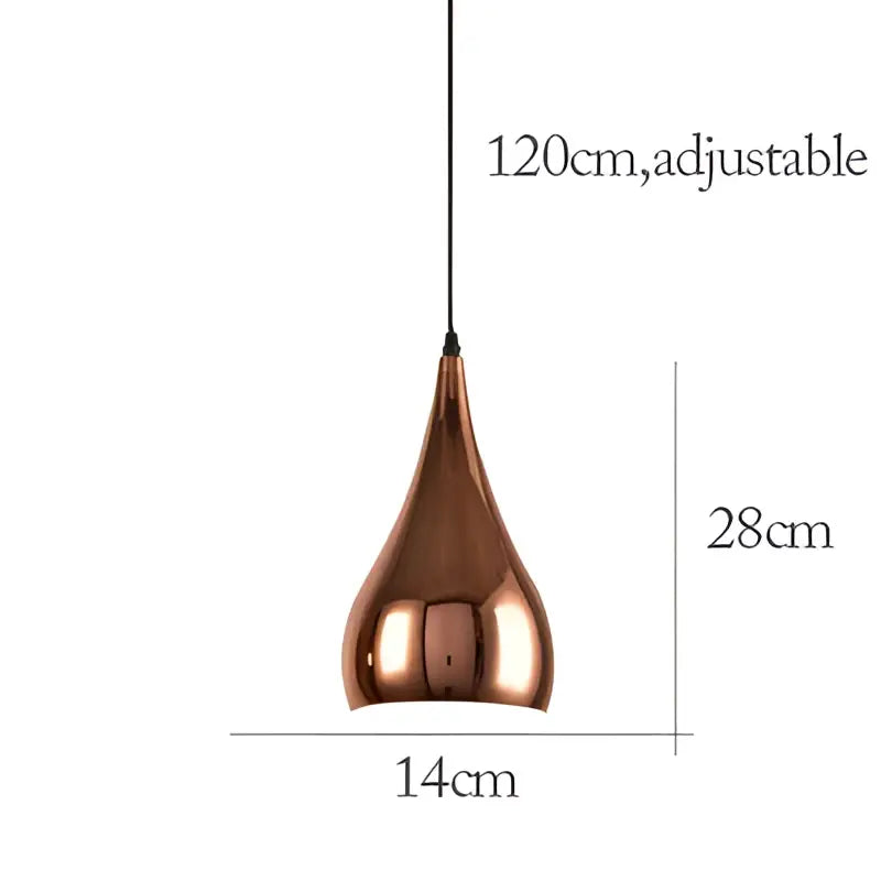 Copper-colored teardrop pendant lights with sleek metallic finish for modern rose gold dining room island decorbites rose gold