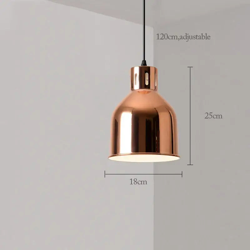 Modern rose gold pendant lights featuring a copper-toned industrial bell-shaped shade with adjustable hanging length decorbites rose gold