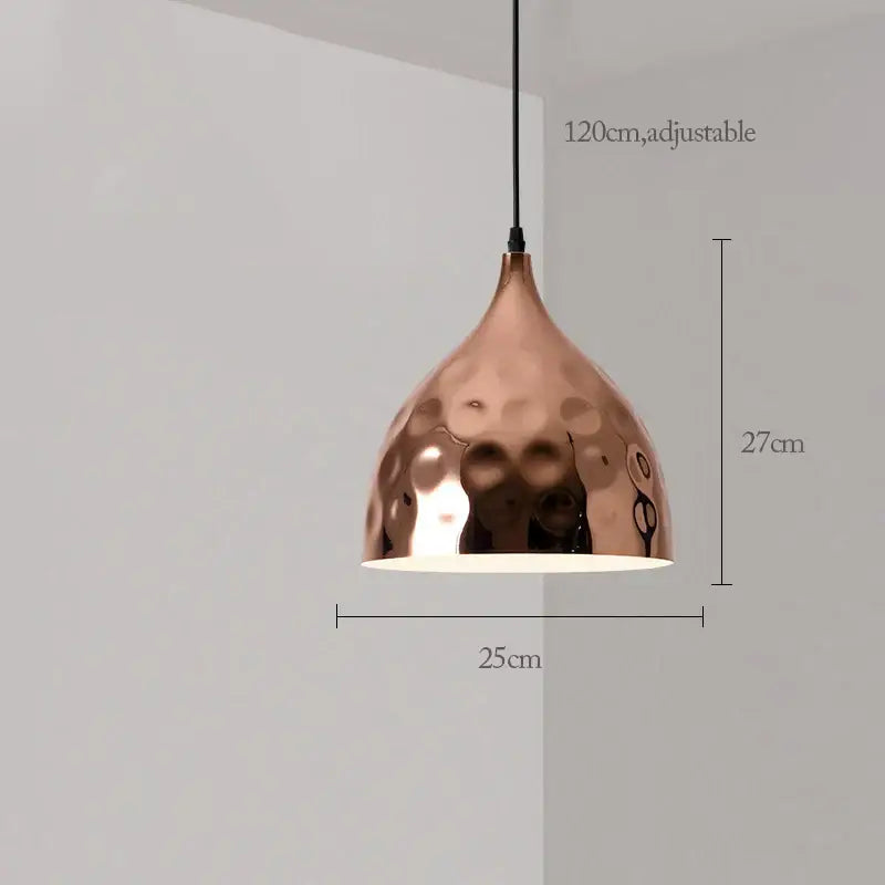Copper-colored hammered metal pendant light with teardrop design for modern rose gold pendant lights decorbites rose gold