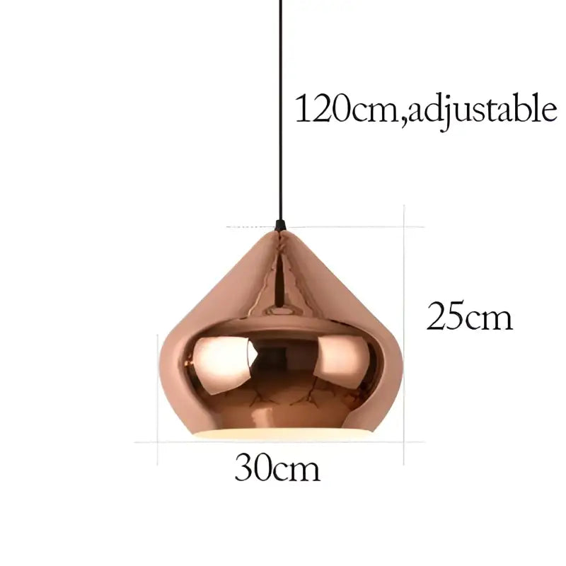 A sleek copper-finished teardrop pendant light with adjustable length for modern rose gold pendant lights decorbites decor