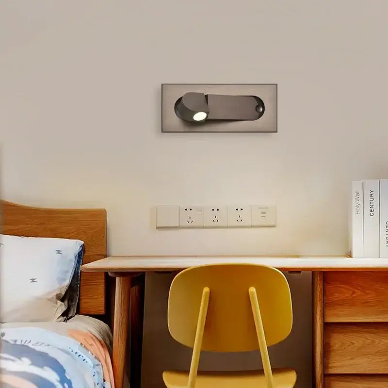 Modern rose gold and stainless steel led wall lamp with adjustable metallic head for bedroom reading light