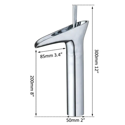 Modern rose gold waterfall bathroom faucet with chrome finish and tall cylindrical base for decorbites golden waterfall use