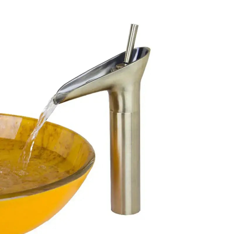 Modern brushed nickel waterfall bathroom faucet with sleek tall design and single handle for decorbites golden waterfall use