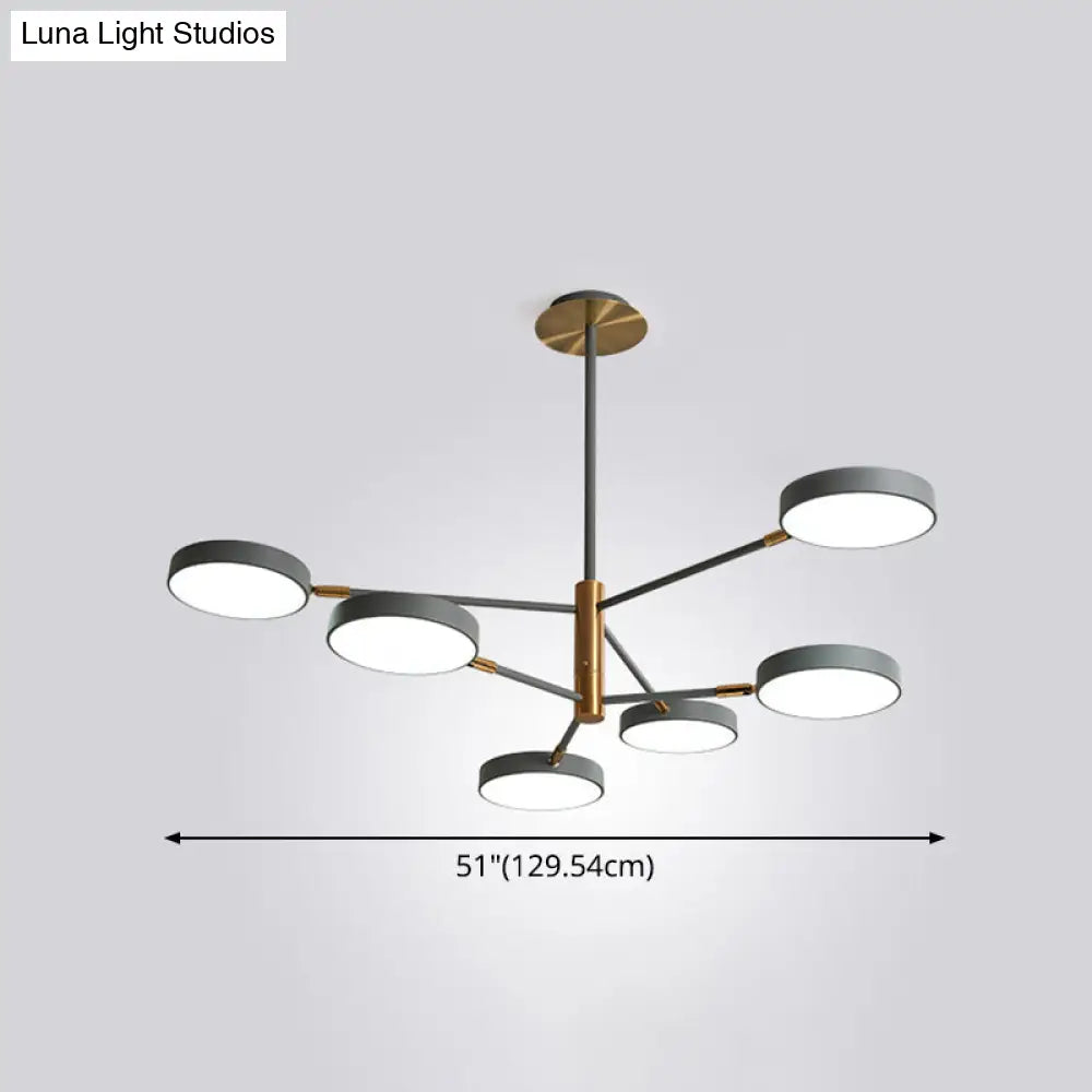Modern Rotating Chandelier: Metallic Hanging Ceiling Light for Living Room