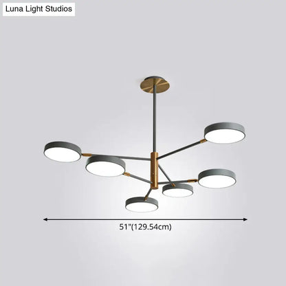 Modern Rotating Chandelier: Metallic Hanging Ceiling Light for Living Room