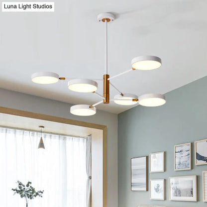 Modern Rotating Chandelier: Metallic Hanging Ceiling Light for Living Room