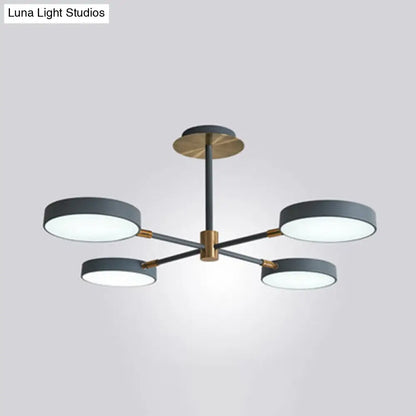 Modern Rotating Chandelier: Metallic Hanging Ceiling Light for Living Room