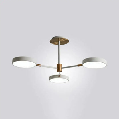 Modern Rotating Chandelier: Metallic Hanging Ceiling Light for Living Room