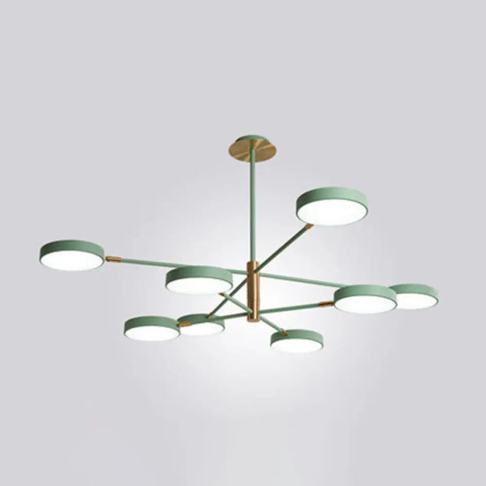 Modern Rotating Chandelier: Metallic Hanging Ceiling Light for Living Room
