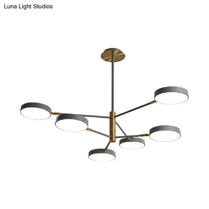 Modern Rotating Chandelier: Metallic Hanging Ceiling Light for Living Room