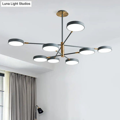 Modern Rotating Chandelier: Metallic Hanging Ceiling Light for Living Room
