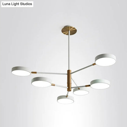 Modern Rotating Chandelier: Metallic Hanging Ceiling Light for Living Room