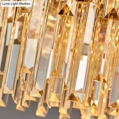 Lámpara de araña redonda moderna con diseño floral, cristal y metal, ideal para dormitorio - Acabado en latón