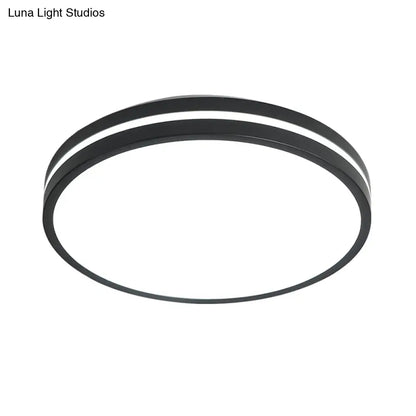 DecorBites™ DecorBites™ Modern Round Flush Mount Acrylic LED Light Fixture - Black Finish with Recessed Diffuser, White Light, 16"/19.5" Wide