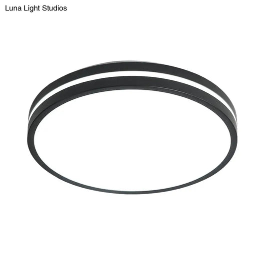 DecorBites™ DecorBites™ Modern Round Flush Mount Acrylic LED Light Fixture - Black Finish with Recessed Diffuser, White Light, 16"/19.5" Wide