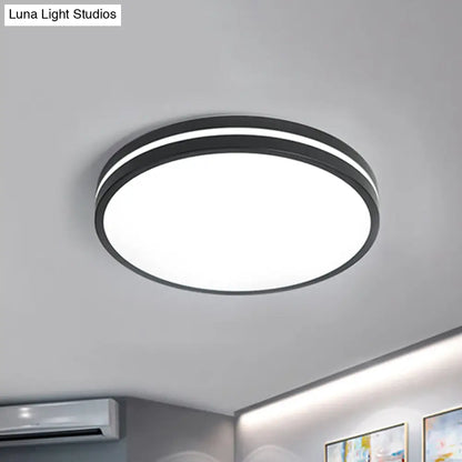 DecorBites™ DecorBites™ Modern Round Flush Mount Acrylic LED Light Fixture - Black Finish with Recessed Diffuser, White Light, 16"/19.5" Wide