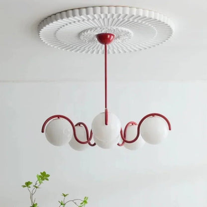 Modern Round Glass Pendant Light in Iron and White - Decorbites