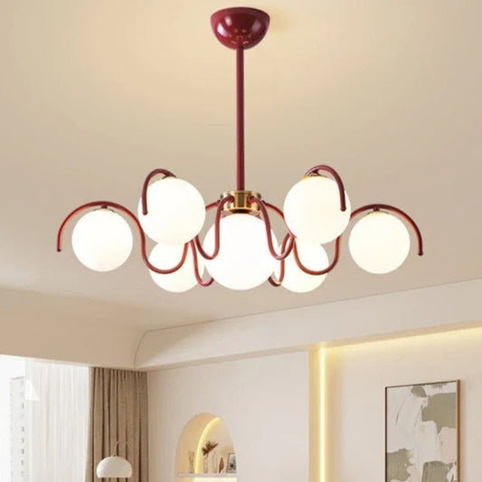 Modern Round Glass Pendant Light in Iron and White - Decorbites