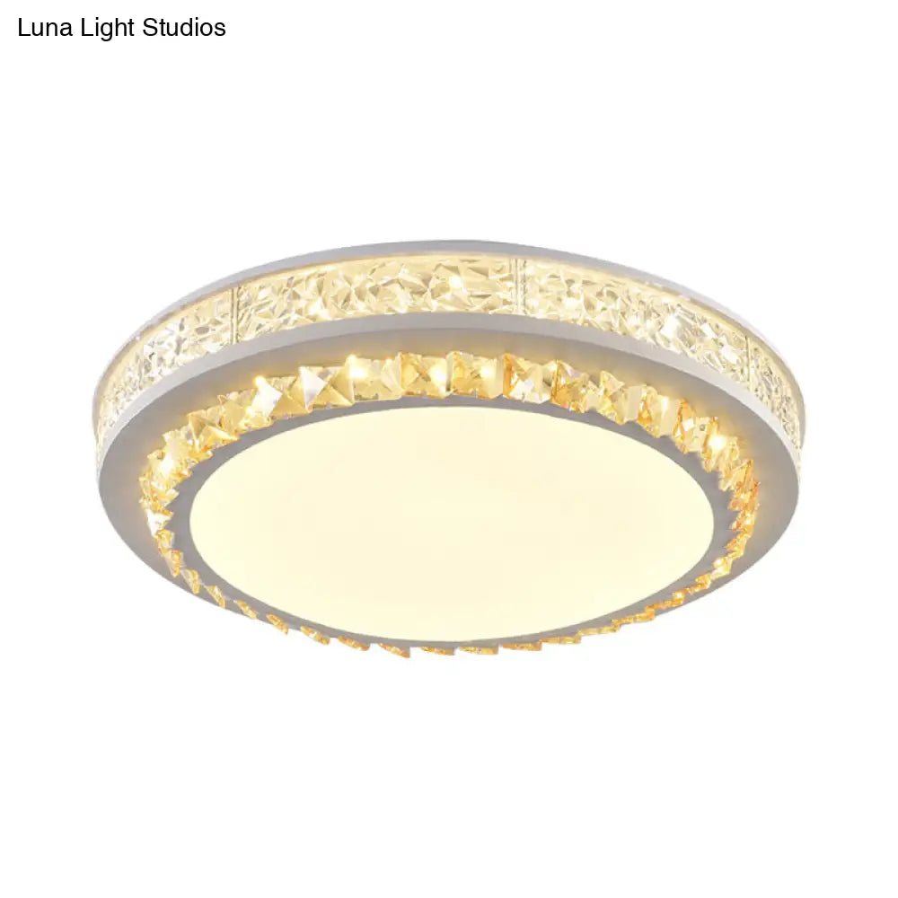DecorBites™ DecorBites™ Modern Round LED Crystal Block Ceiling Lamp in White for Living Room