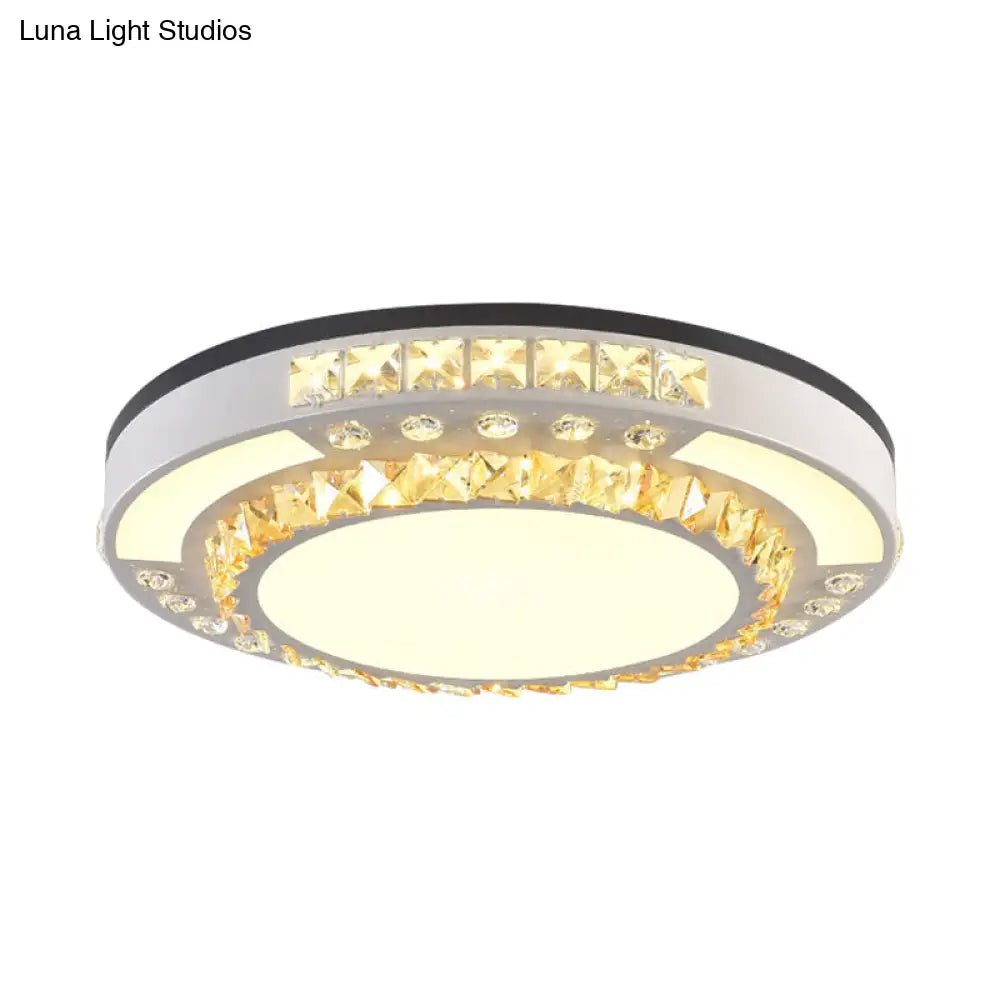 DecorBites™ DecorBites™ Modern Round LED Crystal Block Ceiling Lamp in White for Living Room
