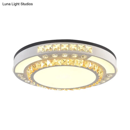 DecorBites™ DecorBites™ Modern Round LED Crystal Block Ceiling Lamp in White for Living Room