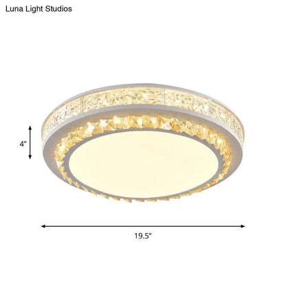 DecorBites™ DecorBites™ Modern Round LED Crystal Block Ceiling Lamp in White for Living Room