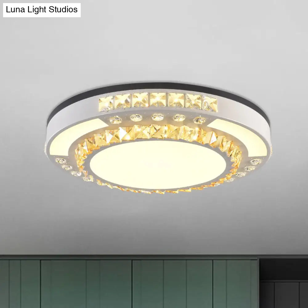 DecorBites™ DecorBites™ Modern Round LED Crystal Block Ceiling Lamp in White for Living Room