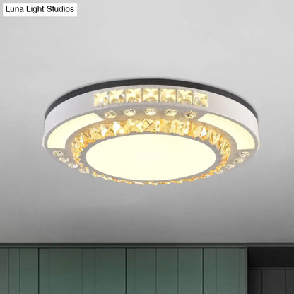 DecorBites™ DecorBites™ Modern Round LED Crystal Block Ceiling Lamp in White for Living Room