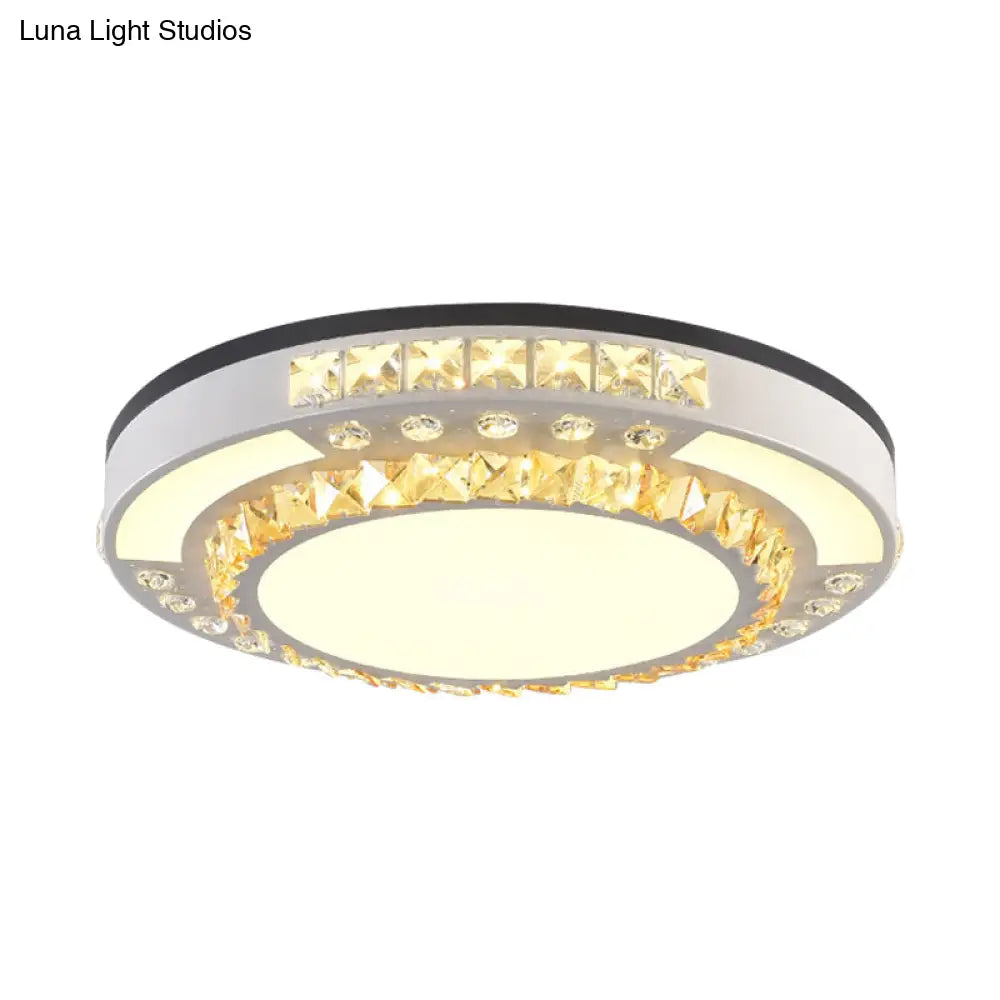 DecorBites™ DecorBites™ Modern Round LED Crystal Block Ceiling Lamp in White for Living Room