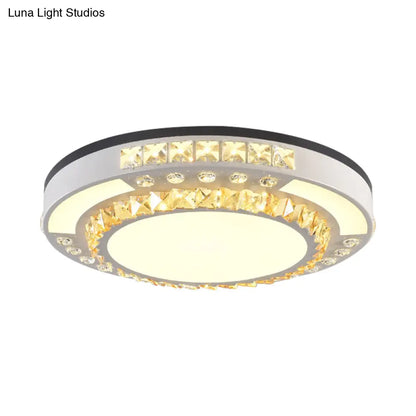 DecorBites™ DecorBites™ Modern Round LED Crystal Block Ceiling Lamp in White for Living Room