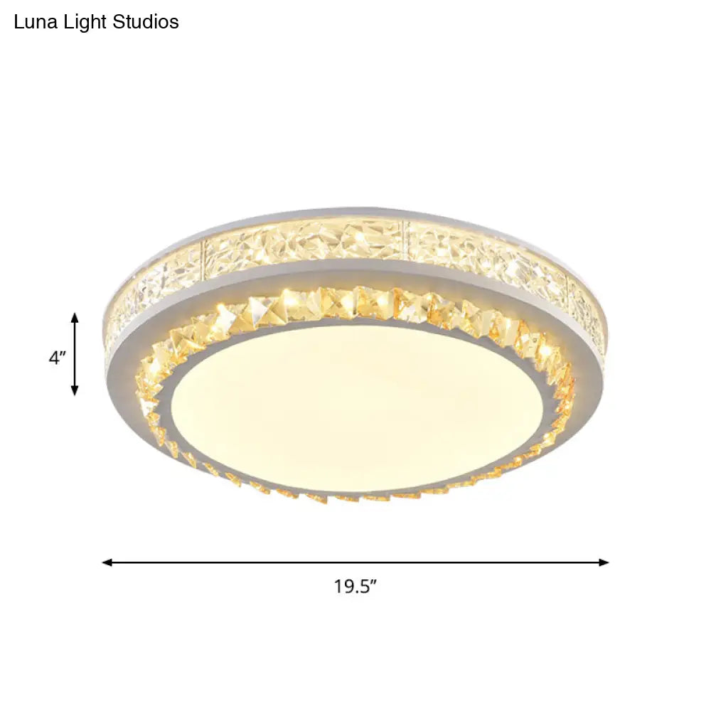 DecorBites™ DecorBites™ Modern Round LED Crystal Block Ceiling Lamp in White for Living Room